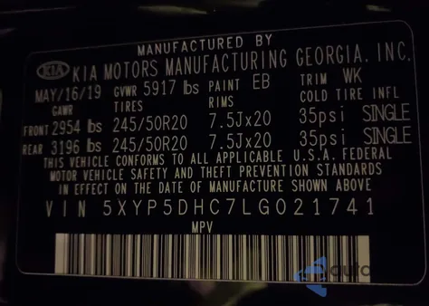 2020 Kia Telluride Sx z USA, uszkodzony, nr VIN 5XYP5DHC7LG021741